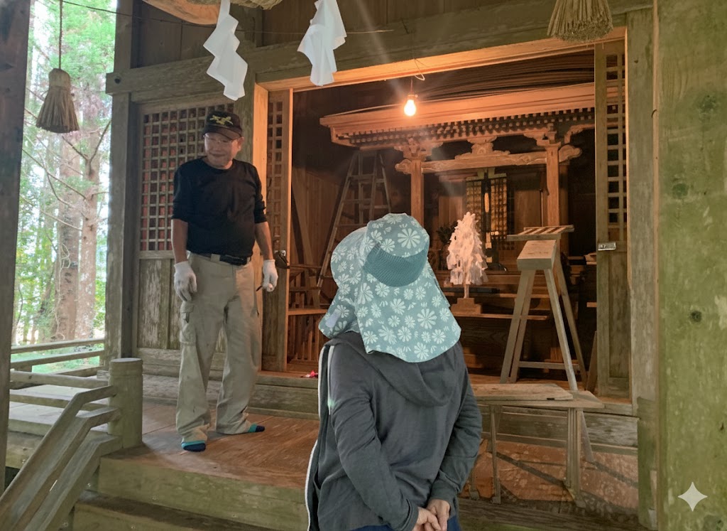 塚田神社棟札調査の様子