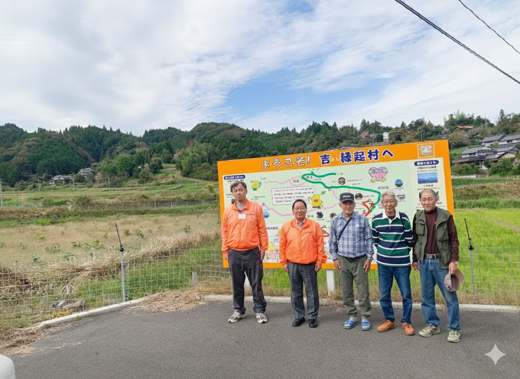 吉縁起村立寄処での視察の様子1