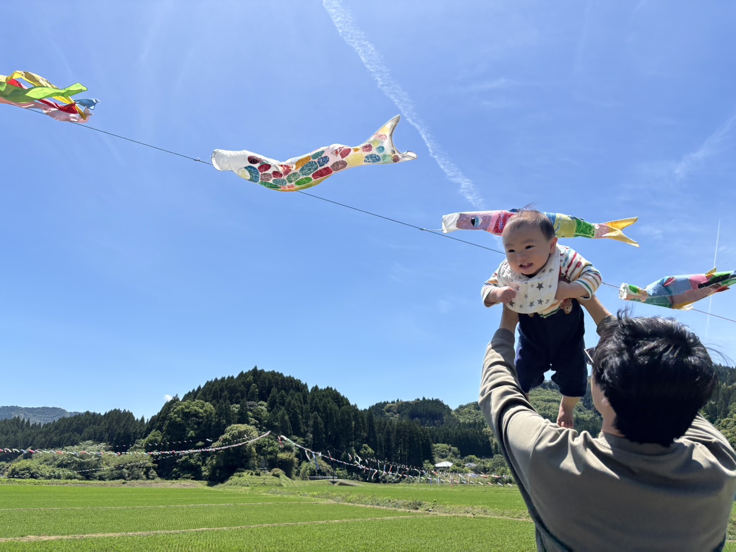 風景部門 選出作品 No.23 鯉のぼり舞う里山の空